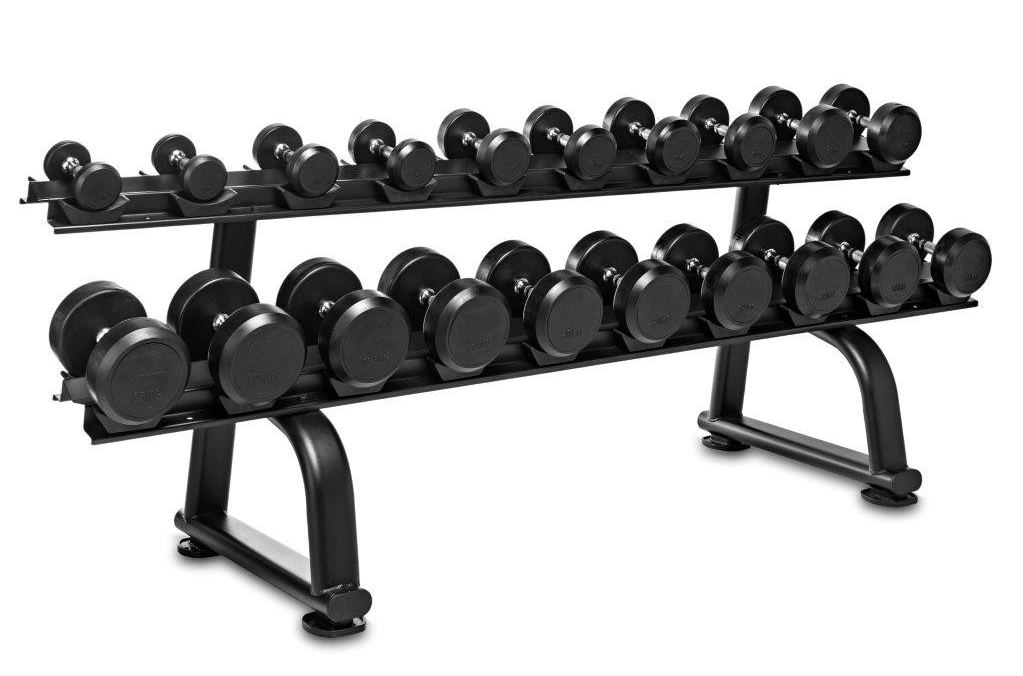 Binom Pack Rack + Set de Mancuernas de Goma de 2,5 a 25 kg (10 Pares)